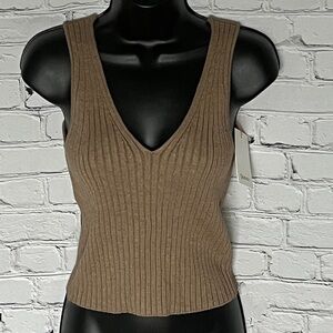 Quince Brown Ribbed Sweater  Tank Top